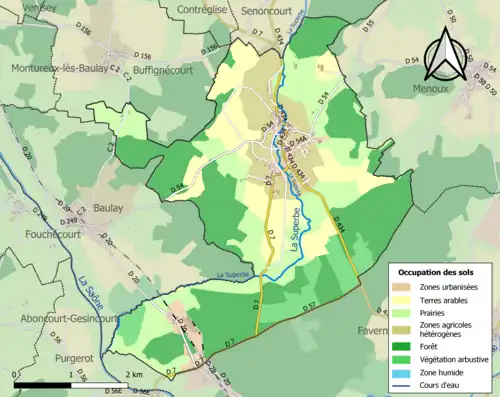 Carte en couleurs présentant l'occupation des sols.