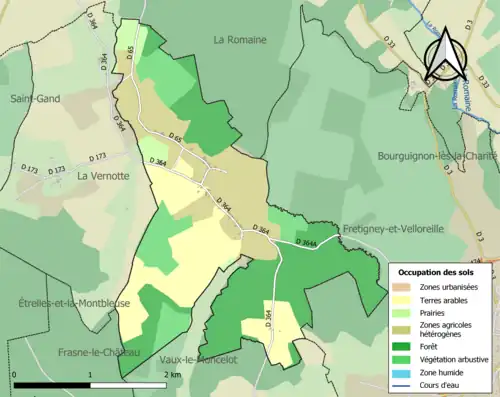 Carte en couleurs présentant l'occupation des sols.