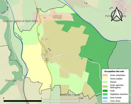 Carte en couleurs présentant l'occupation des sols.