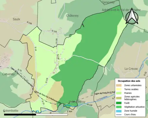 Carte en couleurs présentant l'occupation des sols.