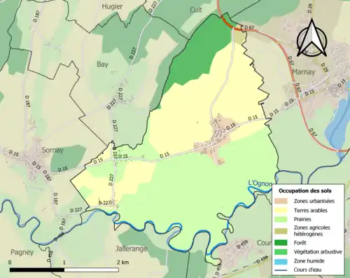 Carte en couleurs présentant l'occupation des sols.