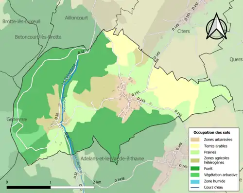 Carte en couleurs présentant l'occupation des sols.