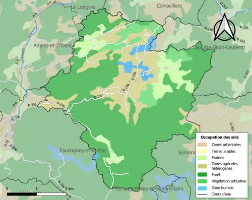 Carte en couleurs présentant l'occupation des sols.