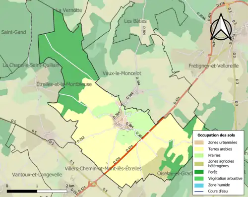 Carte en couleurs présentant l'occupation des sols.