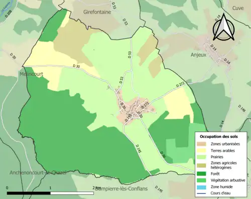 Carte en couleurs présentant l'occupation des sols.