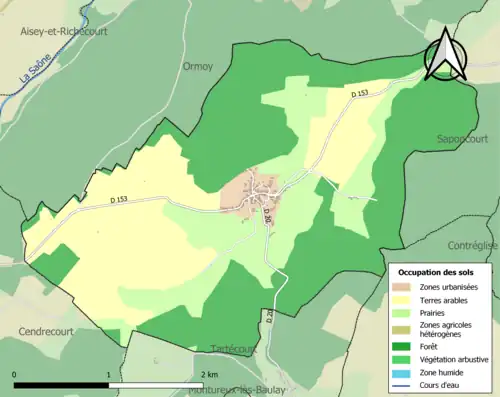Carte en couleurs présentant l'occupation des sols.