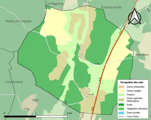 Carte en couleurs présentant l'occupation des sols.
