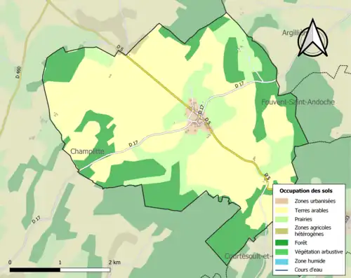 Carte en couleurs présentant l'occupation des sols.