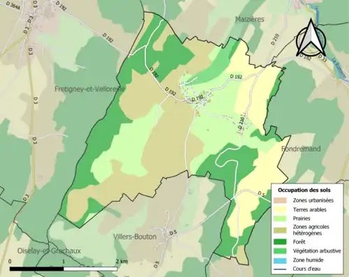 Carte en couleurs présentant l'occupation des sols.