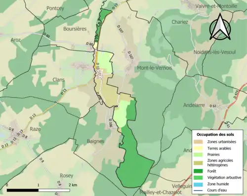 Carte en couleurs présentant l'occupation des sols.
