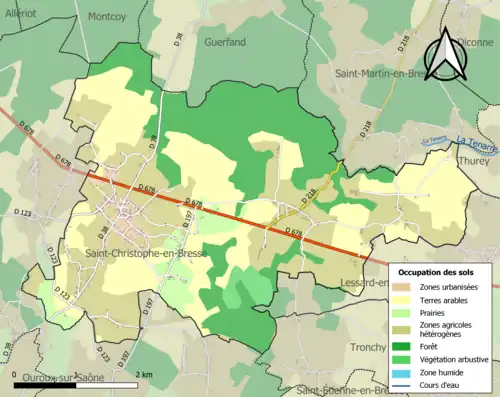 Carte en couleurs présentant l'occupation des sols.