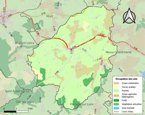 Carte en couleurs présentant l'occupation des sols.