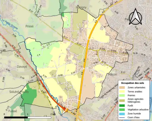 Carte en couleurs présentant l'occupation des sols.