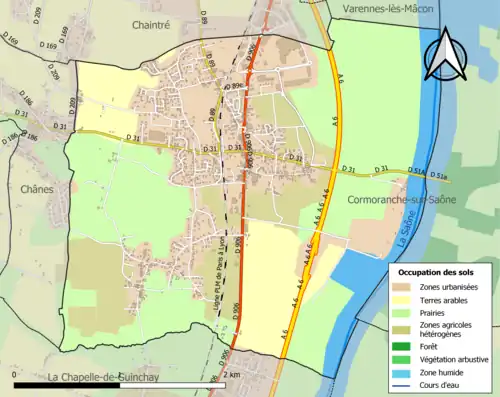 Carte en couleurs présentant l'occupation des sols.