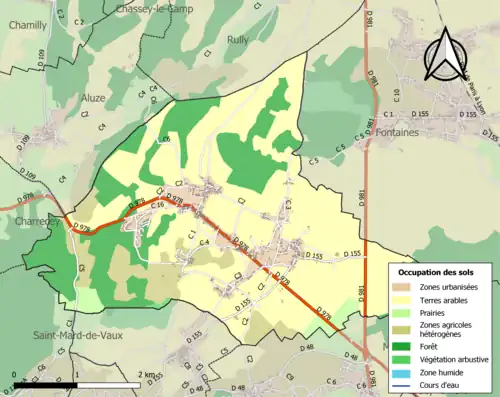 Carte en couleurs présentant l'occupation des sols.