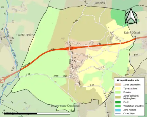 Carte en couleurs présentant l'occupation des sols.