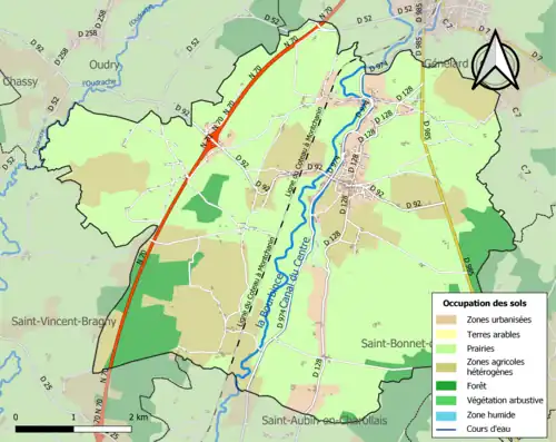 Carte en couleurs présentant l'occupation des sols.