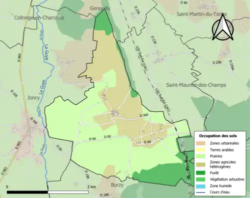 Carte en couleurs présentant l'occupation des sols.