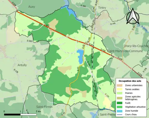 Carte en couleurs présentant l'occupation des sols.