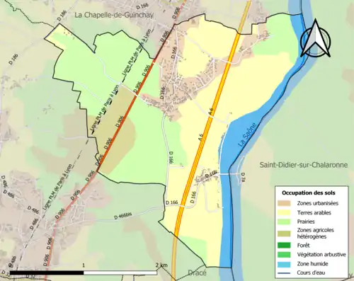 Carte en couleurs présentant l'occupation des sols.