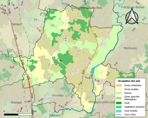Carte en couleurs présentant l'occupation des sols.