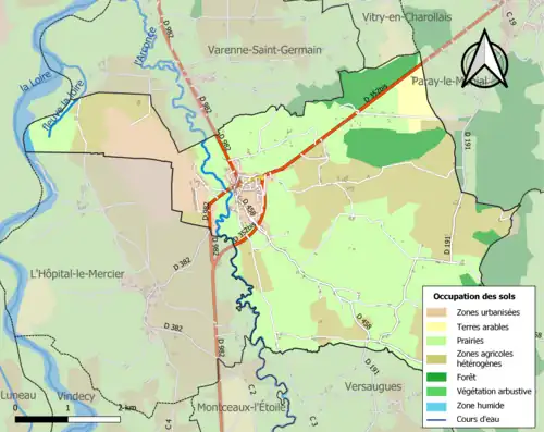 Carte en couleurs présentant l'occupation des sols.