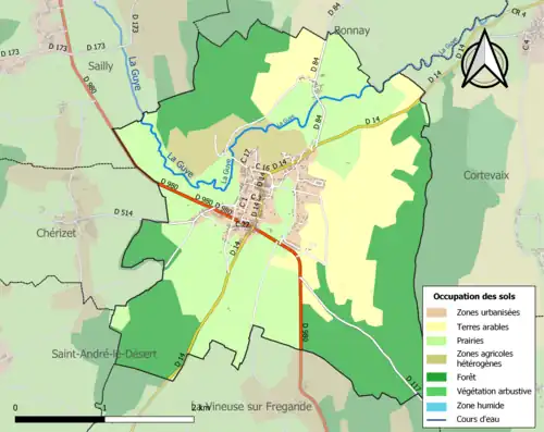 Carte en couleurs présentant l'occupation des sols.