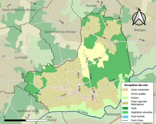 Carte en couleurs présentant l'occupation des sols.