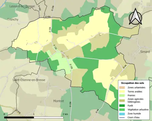 Carte en couleurs présentant l'occupation des sols.