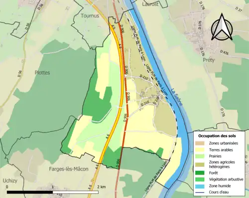 Carte en couleurs présentant l'occupation des sols.