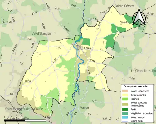 Carte en couleurs présentant l'occupation des sols.