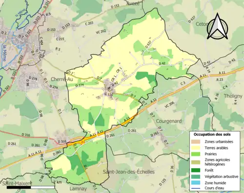Carte en couleurs présentant l'occupation des sols.
