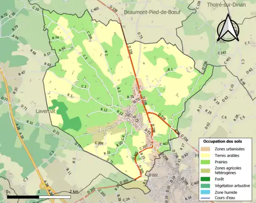 Carte en couleurs présentant l'occupation des sols.