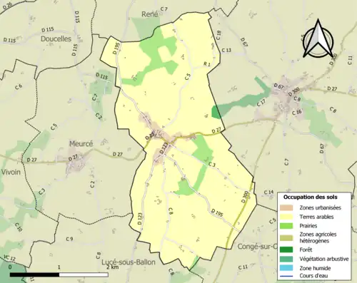 Carte en couleurs présentant l'occupation des sols.