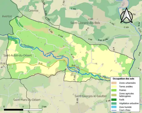 Carte en couleurs présentant l'occupation des sols.