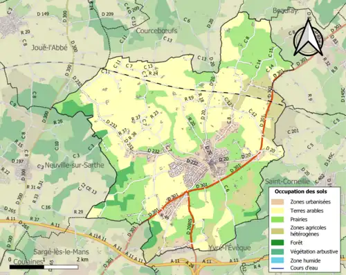 Carte en couleurs présentant l'occupation des sols.