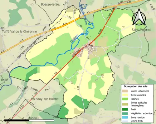 Carte en couleurs présentant l'occupation des sols.