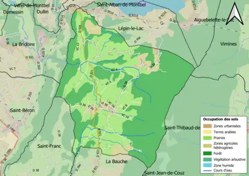 Carte en couleurs présentant l'occupation des sols.