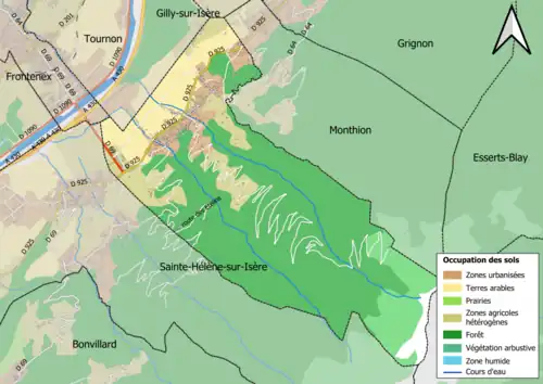Carte en couleurs présentant l'occupation des sols.