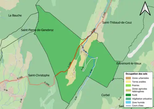 Carte en couleurs présentant l'occupation des sols.