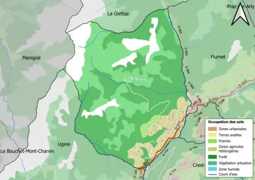 Carte en couleurs présentant l'occupation des sols.