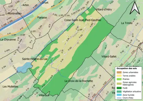 Carte en couleurs présentant l'occupation des sols.