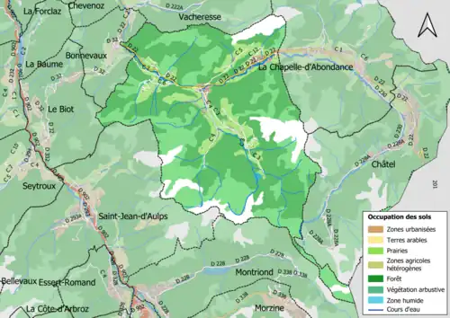 Carte en couleurs présentant l'occupation des sols.