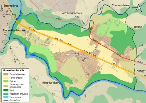 Carte en couleurs présentant l'occupation des sols.
