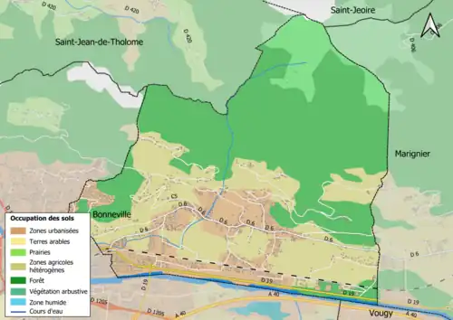 Carte en couleurs présentant l'occupation des sols.