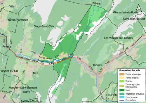 Carte en couleurs présentant l'occupation des sols.
