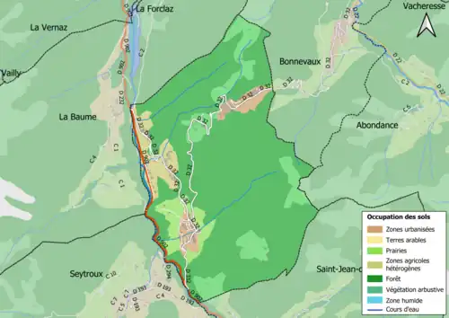 Carte en couleurs présentant l'occupation des sols.