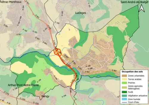 Carte en couleurs présentant l'occupation des sols.