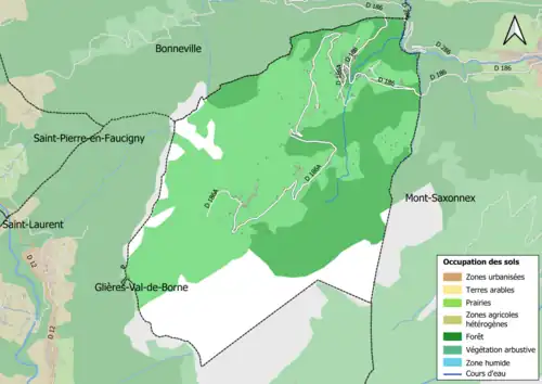 Carte des infrastructures et de l'occupation des sols en 2018 (CLC) de la commune.