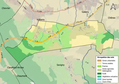 Carte en couleurs présentant l'occupation des sols.